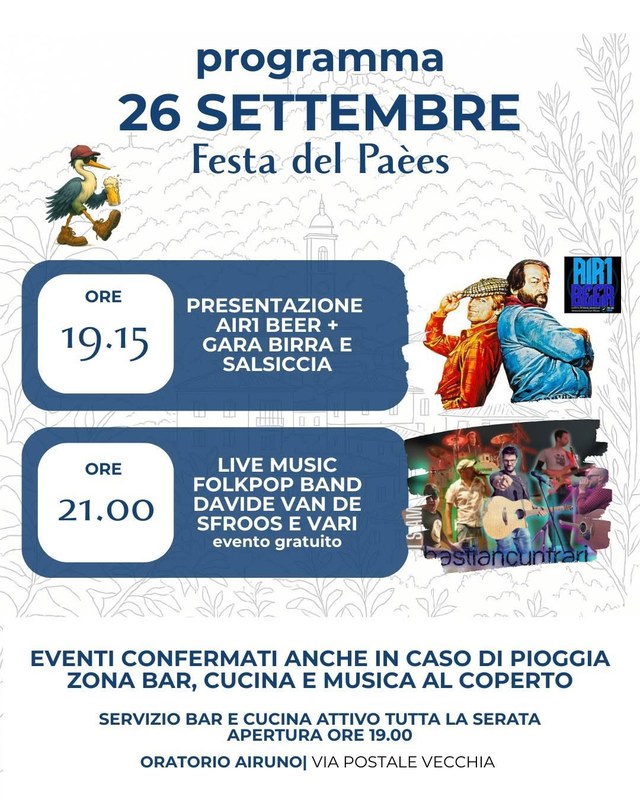 Locandina di Festa del Paèes, la serata del 26 settembre